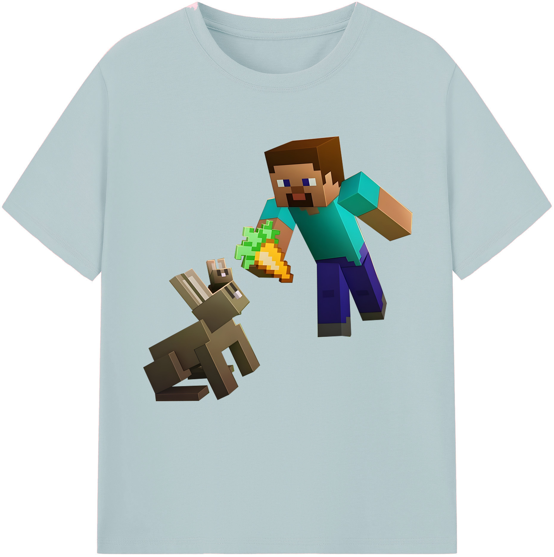 （画像用） マインクラフト ブロックの世界 Minecraft MC Block world 綿100％半袖Tシャツ（フロントプリント）